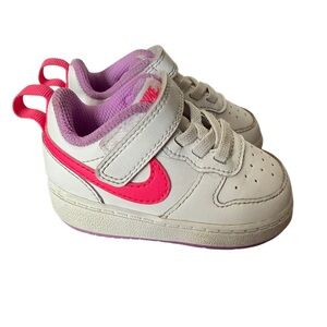 Nike Court Borough Low Kids Pink, White & Purple Sneakers-Size 4C